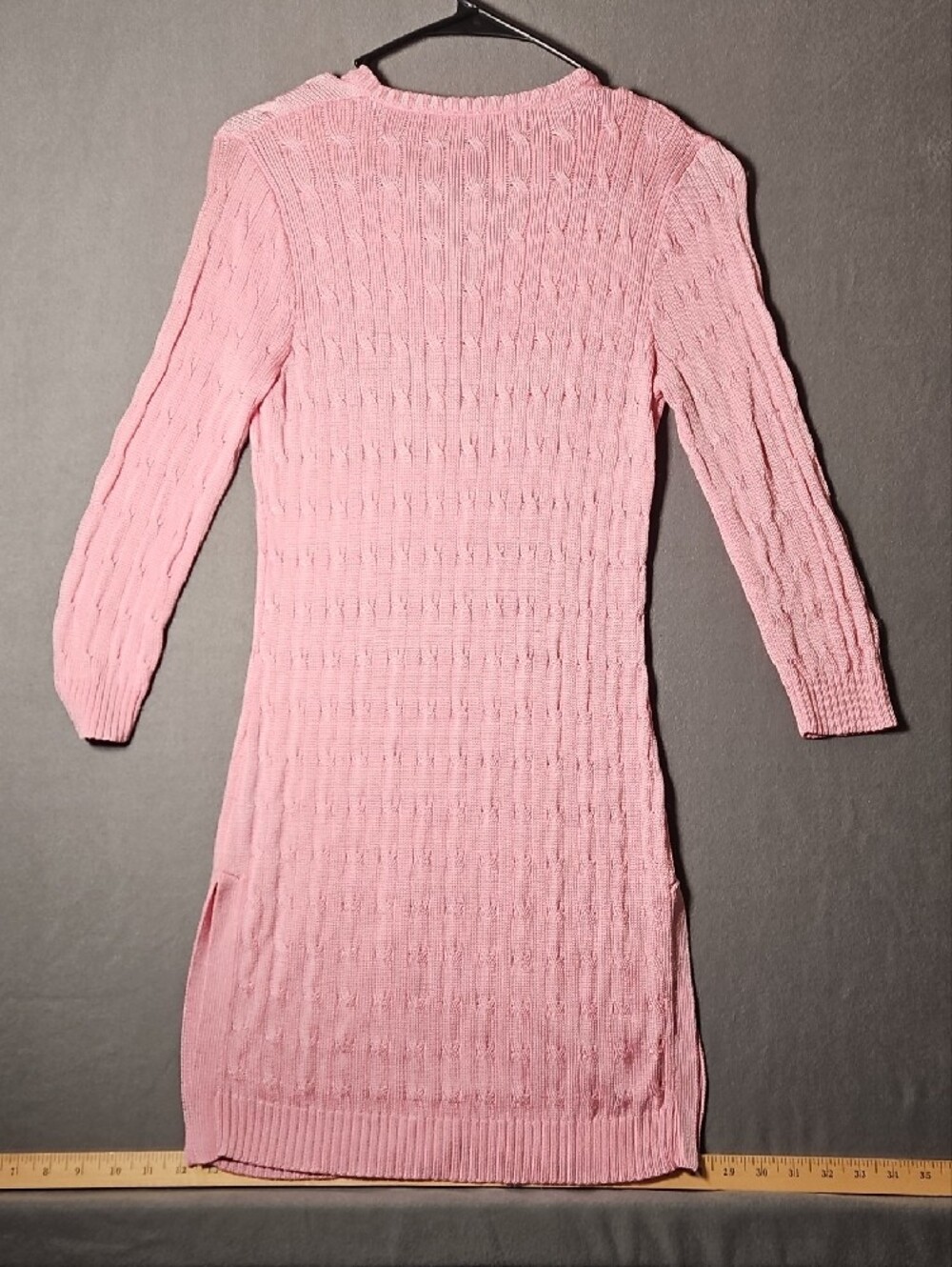 Luxury Ralph Lauren 100% Silk Pink Cable Knit Sweater Dress Tunic - Picture 12 of 12